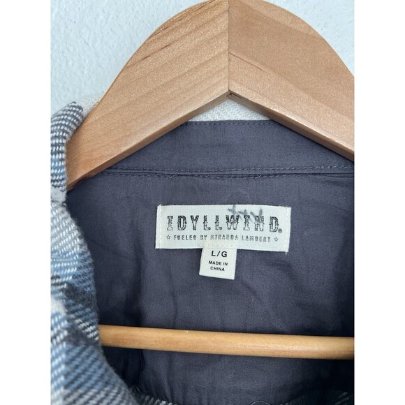 Idyllwind Boho Western Shacket Jacket L Cropped Plaid Fringe Cowgirl Festival - Picture 9 of 10